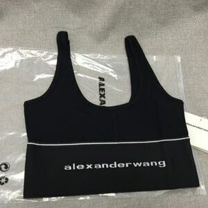 Alexander wang logo elastic bra in ribbed jersey